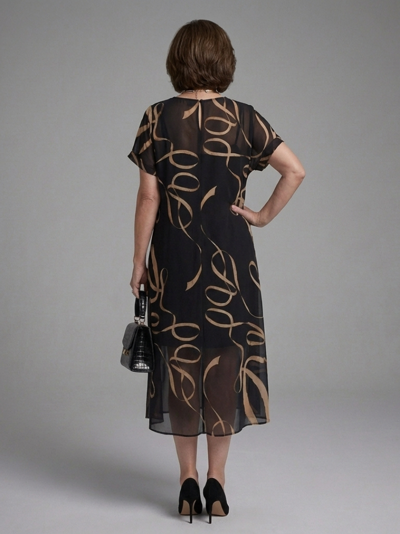 Abstract Print Relaxed Fit Midi Dress - Kathy
