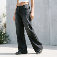 Asymmetrical High Waisted Wide Leg Jeans - AsymFit