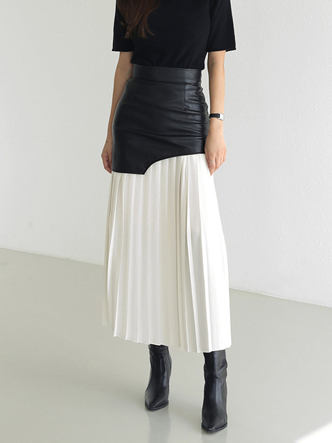 Asymmetrical Layered Pleated Maxi Skirt - Cindy