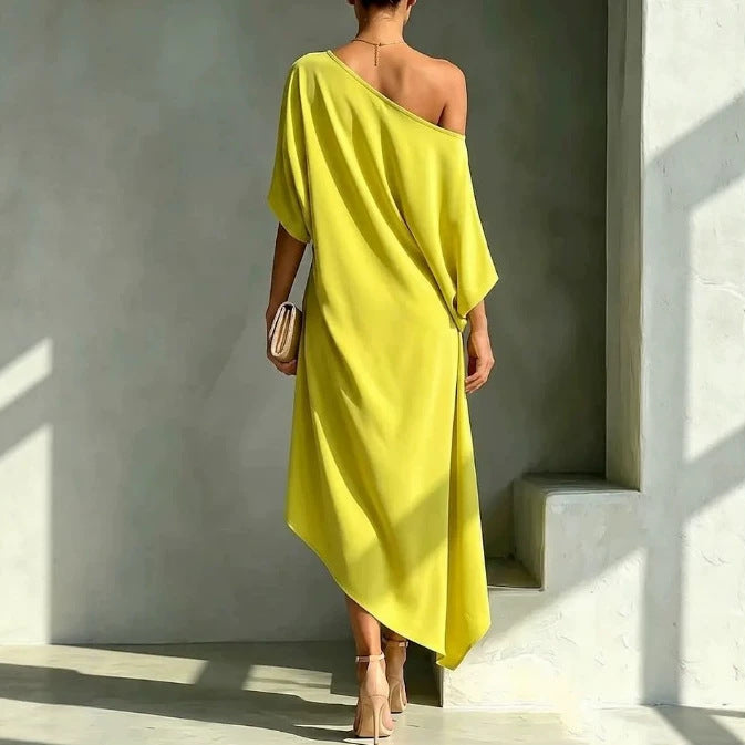 Asymmetrical Off Shoulder Dress - Elysea
