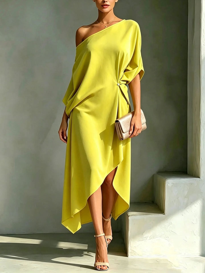 Asymmetrical Off Shoulder Dress - Elysea