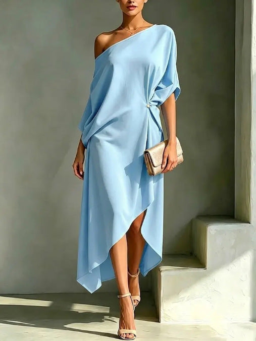 Asymmetrical Off Shoulder Dress - Elysea
