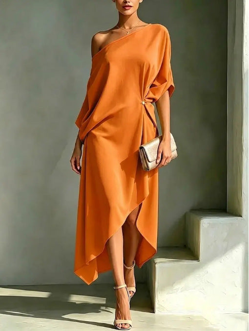 Asymmetrical Off Shoulder Dress - Elysea