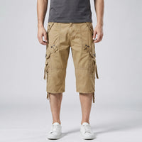 Below-Knee Loose Cargo Capri Pants - Troy