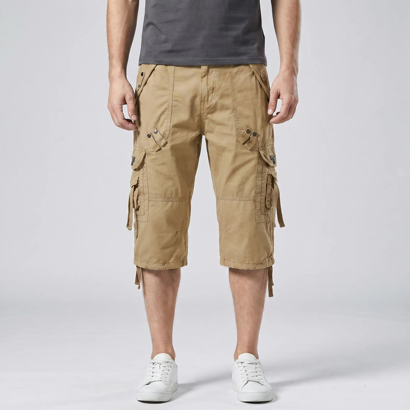 Below-Knee Loose Cargo Capri Pants - Troy