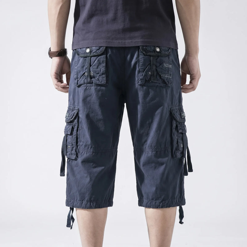 Below-Knee Loose Cargo Capri Pants - Troy