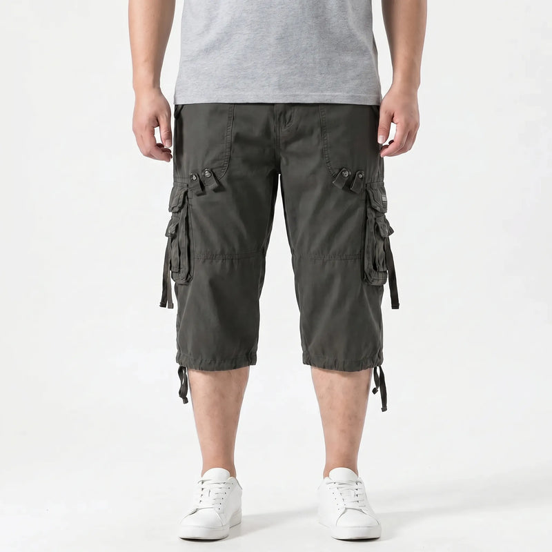 Below-Knee Loose Cargo Capri Pants - Troy