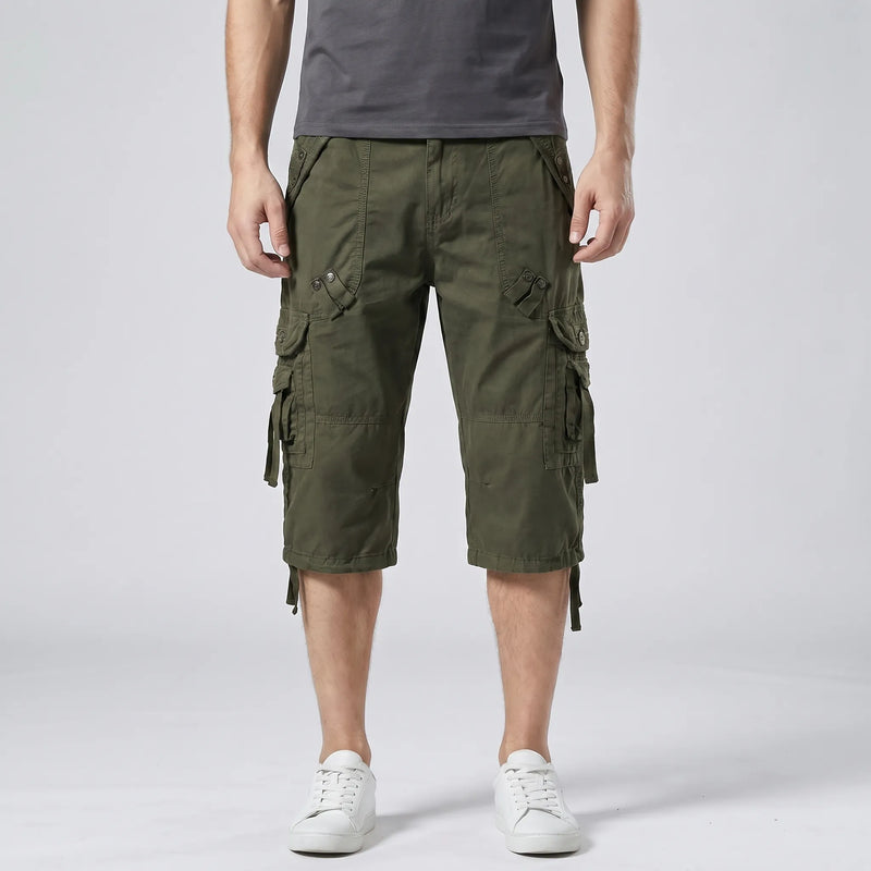 Below-Knee Loose Cargo Capri Pants - Troy