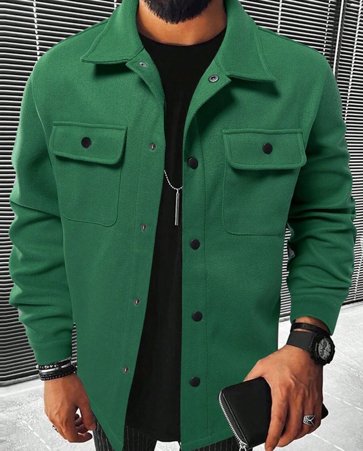 Warm men's shirt with pockets - Mateo