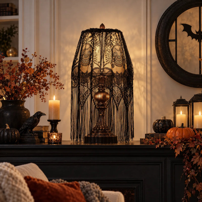 Black Lace Lampshade Cover - Macabral