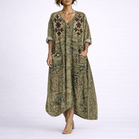 Bohemian Printed V Neck Kaftan Dress - Carole