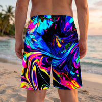 Bold Graphic Print Beach Shorts - Cameron