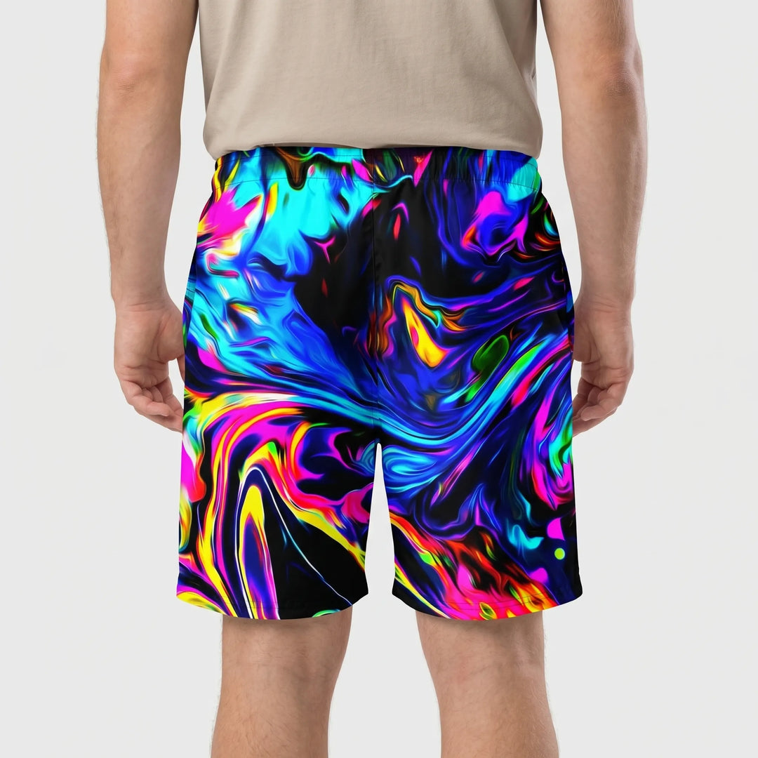 Bold Graphic Print Beach Shorts - Cameron