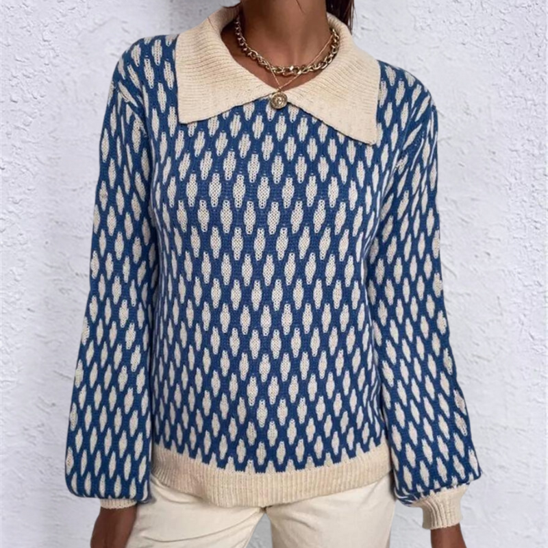 Knitted Women's Sweater with Collar – Solveig