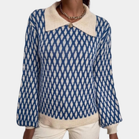 Knitted Women's Sweater with Collar – Solveig