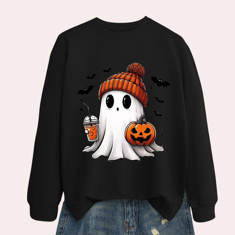 Ladies Halloween Sweatshirt with Ghost Print – Liora