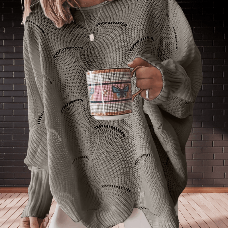 Ladies' autumn jumper made from ribbed fabric with an asymmetric hem – Annelie