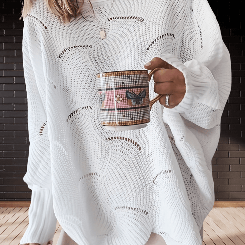 Ladies' autumn jumper made from ribbed fabric with an asymmetric hem – Annelie