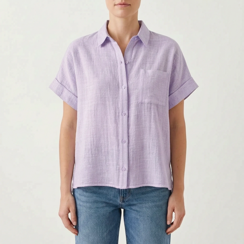 Casual Button-Down Shirt -  Kelley