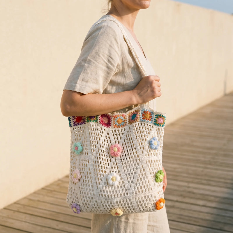 Casual Crochet Tote Bag - Florinta