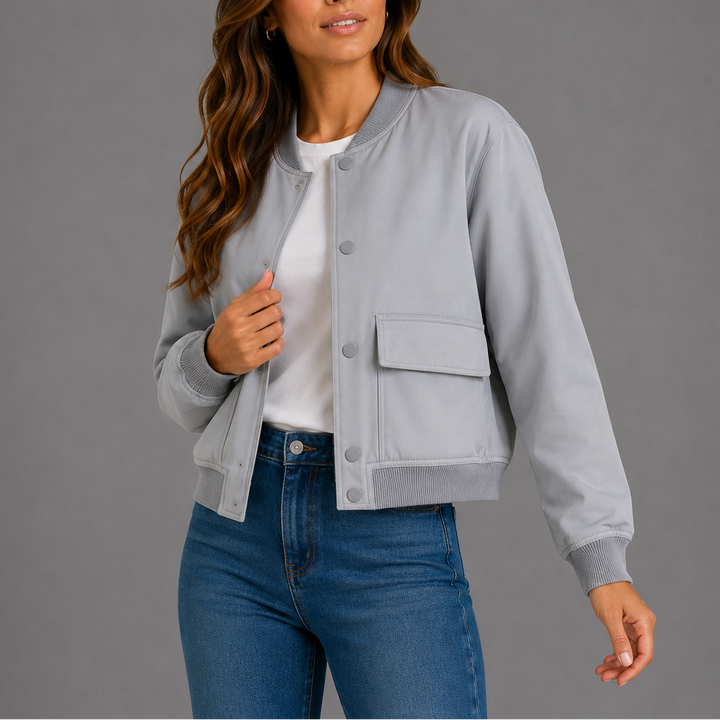 Casual Lightweight Bomber Jacket - Violet