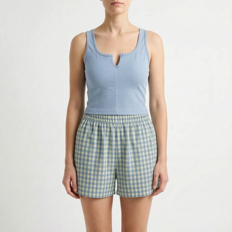 Casual Sleeveless Pyjama Short Set - Cynthia