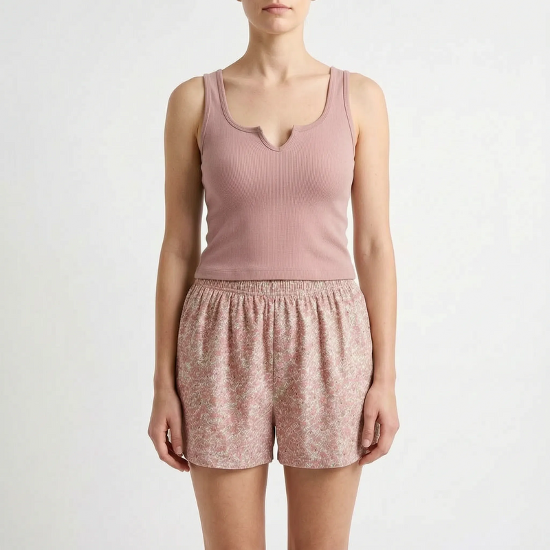Casual Sleeveless Pyjama Short Set - Cynthia
