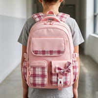 Checkered Detail School Rucksack - Pledra