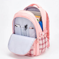 Checkered Detail School Rucksack - Pledra