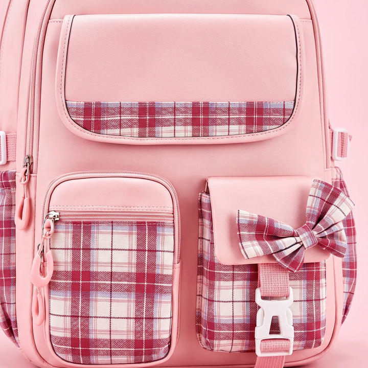 Checkered Detail School Rucksack - Pledra