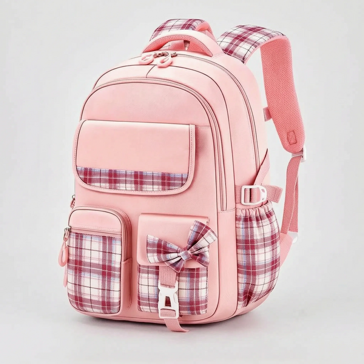 Checkered Detail School Rucksack - Pledra