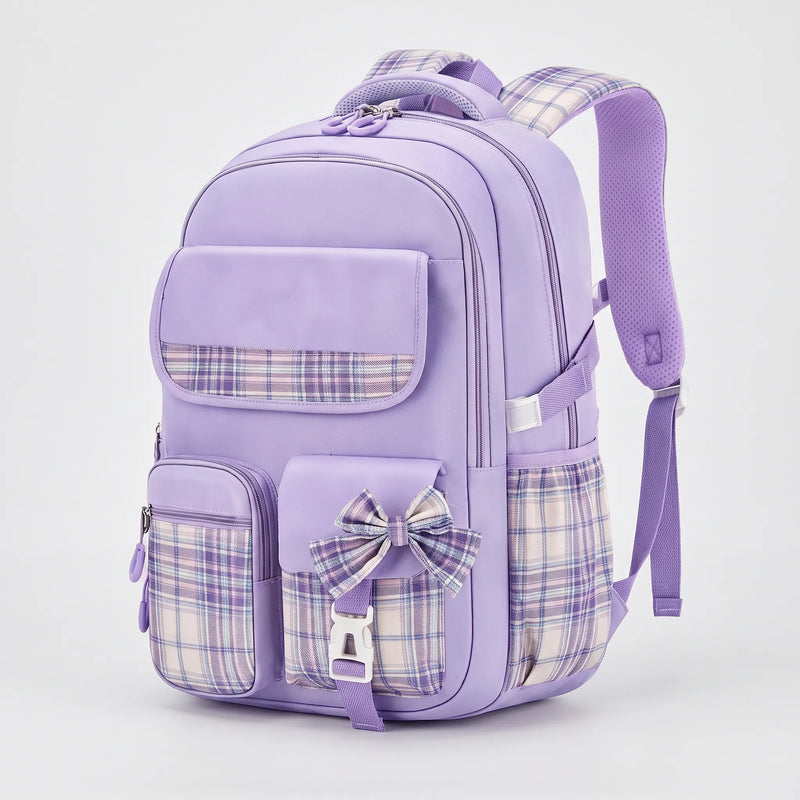 Checkered Detail School Rucksack - Pledra