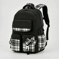 Checkered Detail School Rucksack - Pledra