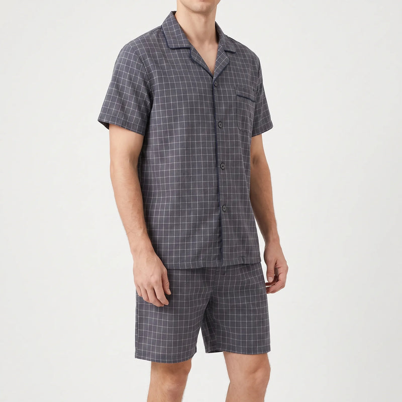 Chequered Men's Pyjama Short Set - Daniel
