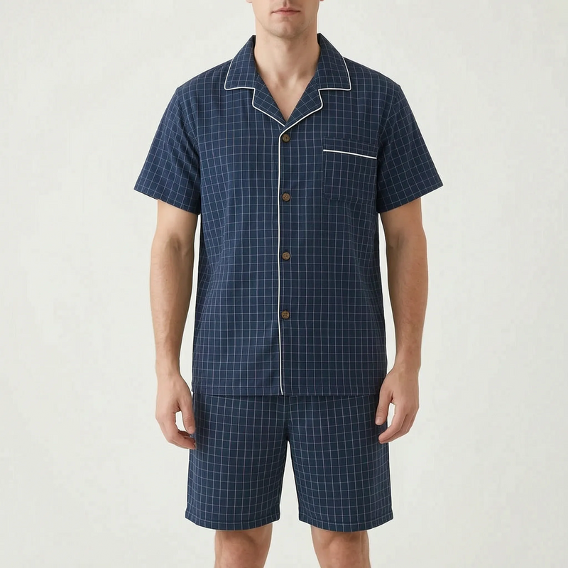 Chequered Men's Pyjama Short Set - Daniel