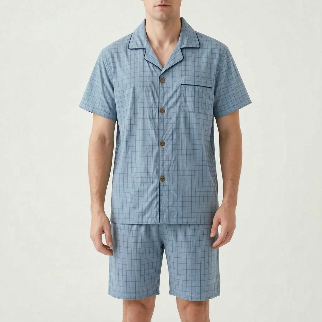 Chequered Men's Pyjama Short Set - Daniel
