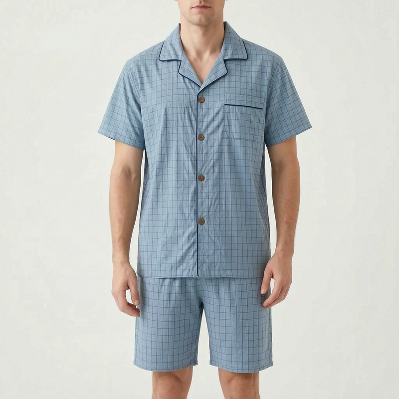 Chequered Men's Pyjama Short Set - Daniel