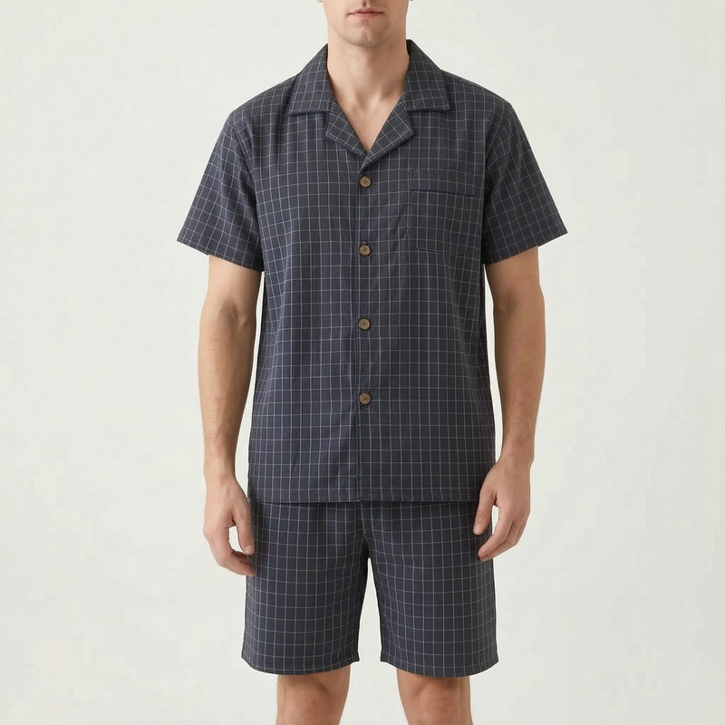 Chequered Men's Pyjama Short Set - Daniel