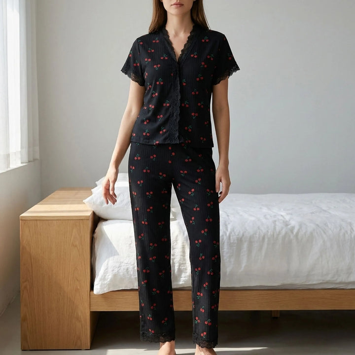 Cherry Print Pyjama Set - Tammy