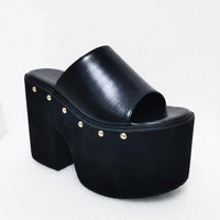 Chunky Black Platform Sandals - Nicole