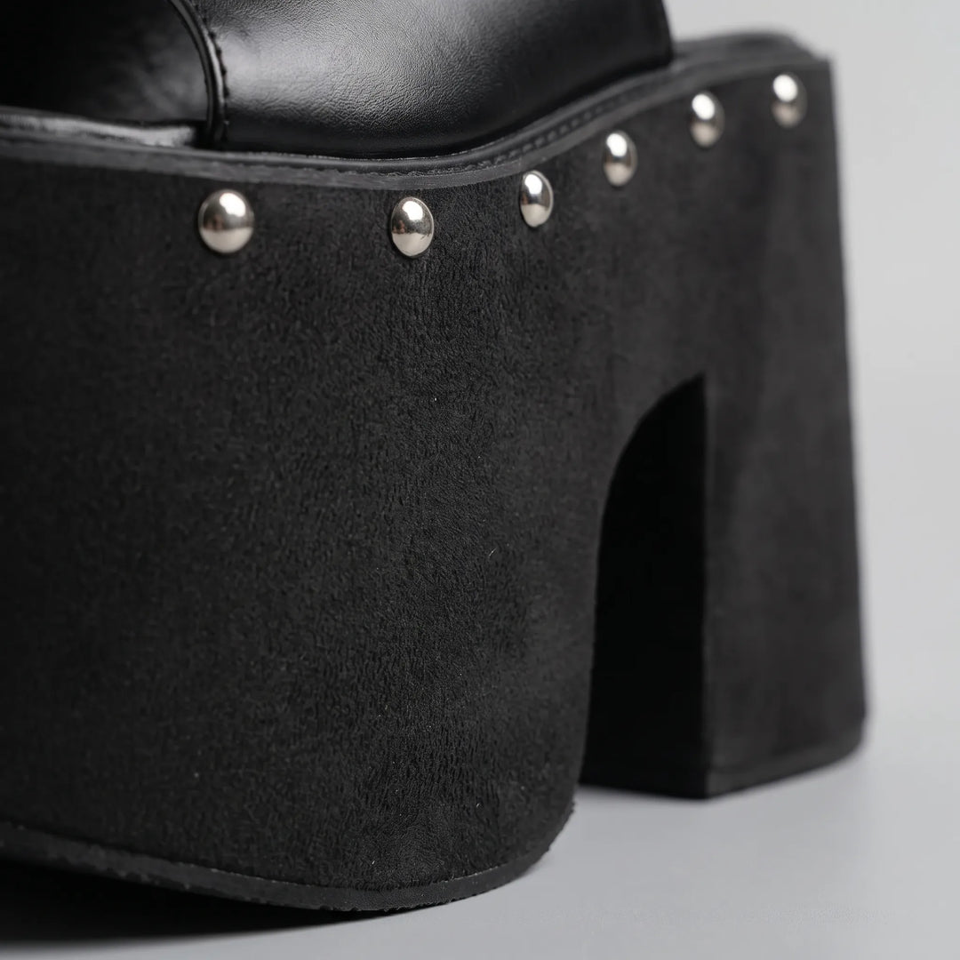 Chunky Black Platform Sandals - Nicole