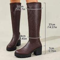 Chunky Heel Knee High Boots - Stella