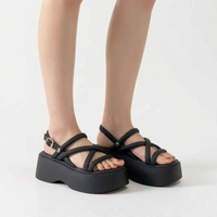 Chunky Ladies Wedge Sandals With Ankle Straps - Olga