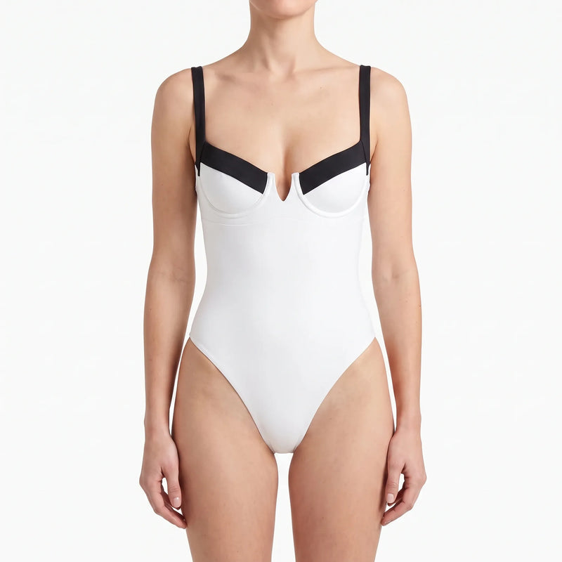 Colour-Block Strapless Beach Bodysuit - Lillian