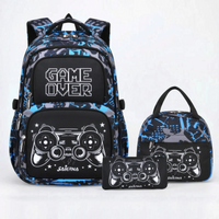 Coordinated Three-Piece Gaming School Bag Set - Luminoz