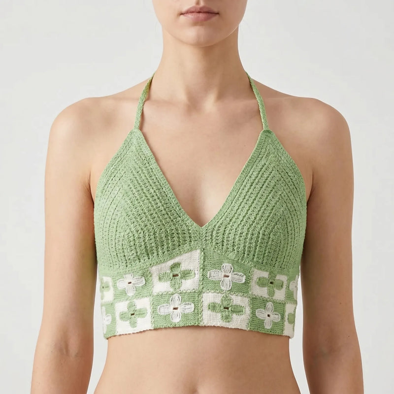 Crochet Halter Crop Top -  Eva