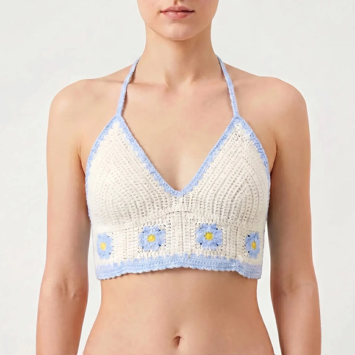 Crochet Halter Crop Top -  Eva