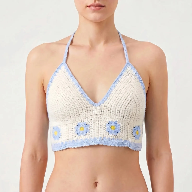 Crochet Halter Crop Top -  Eva