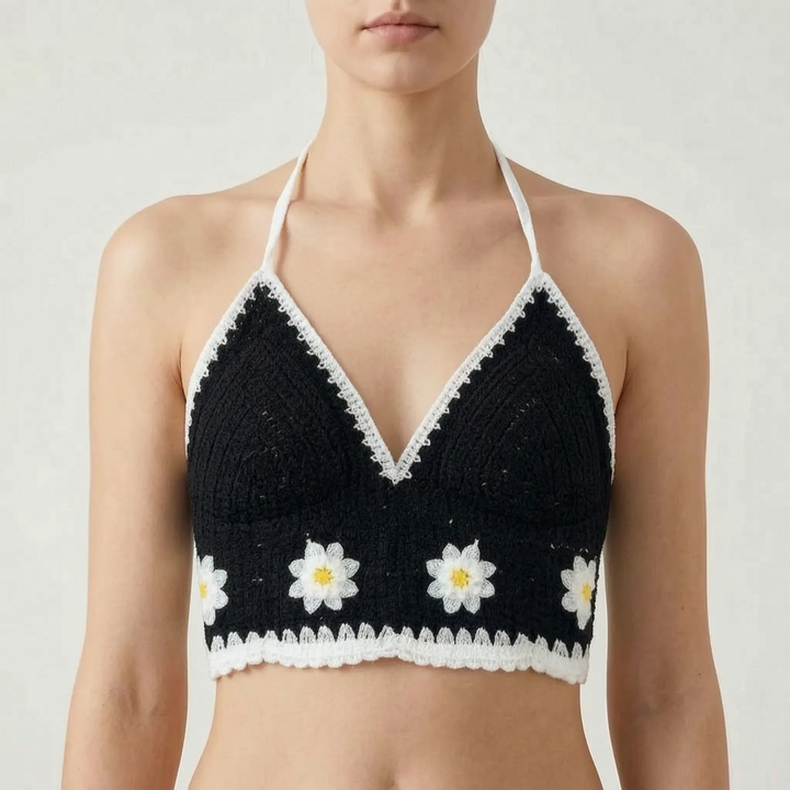 Crochet Halter Crop Top -  Eva