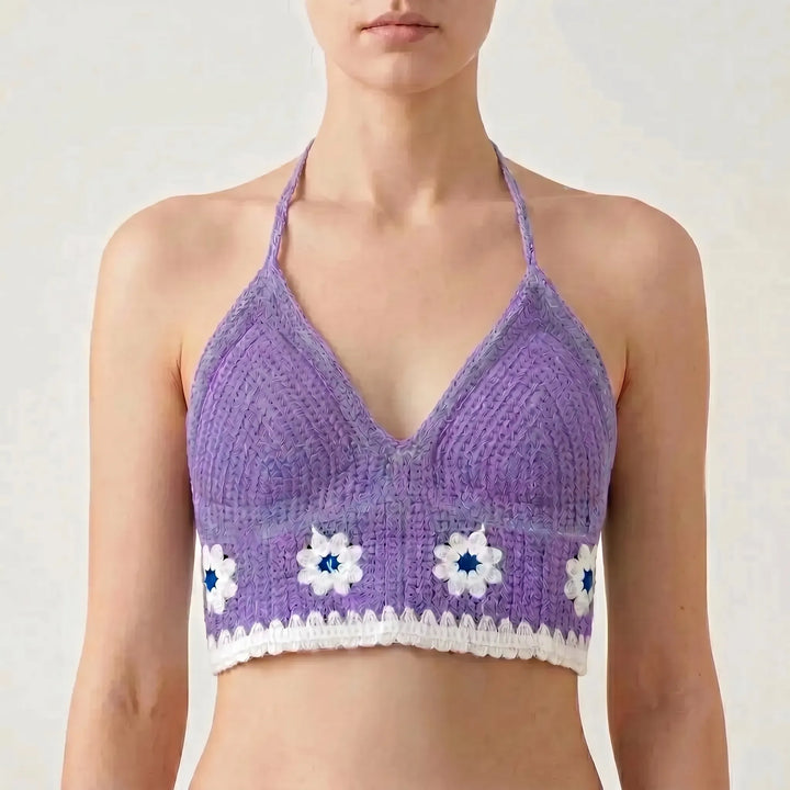 Crochet Halter Crop Top -  Eva